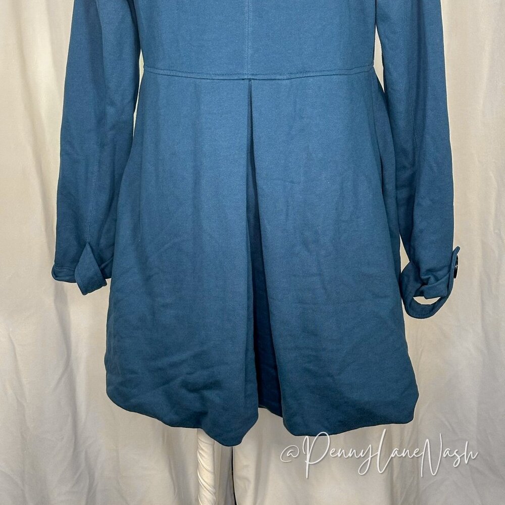 NWT BCBGeneration 3 Buttons Hooded Terry Cloth Coat Teal - Picture 12 of 13